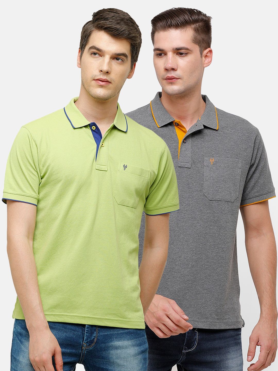 Classic Polo Men's Combo Double Pique Polo Half Sleeve Slim Fit T-Shirt Nova - Pack of 2