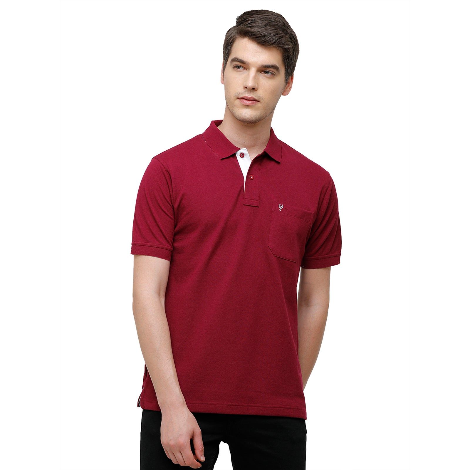 Classic Polo Men's Maroon Polo Neck Authentic Fit T-Shirt | 4SSN 219