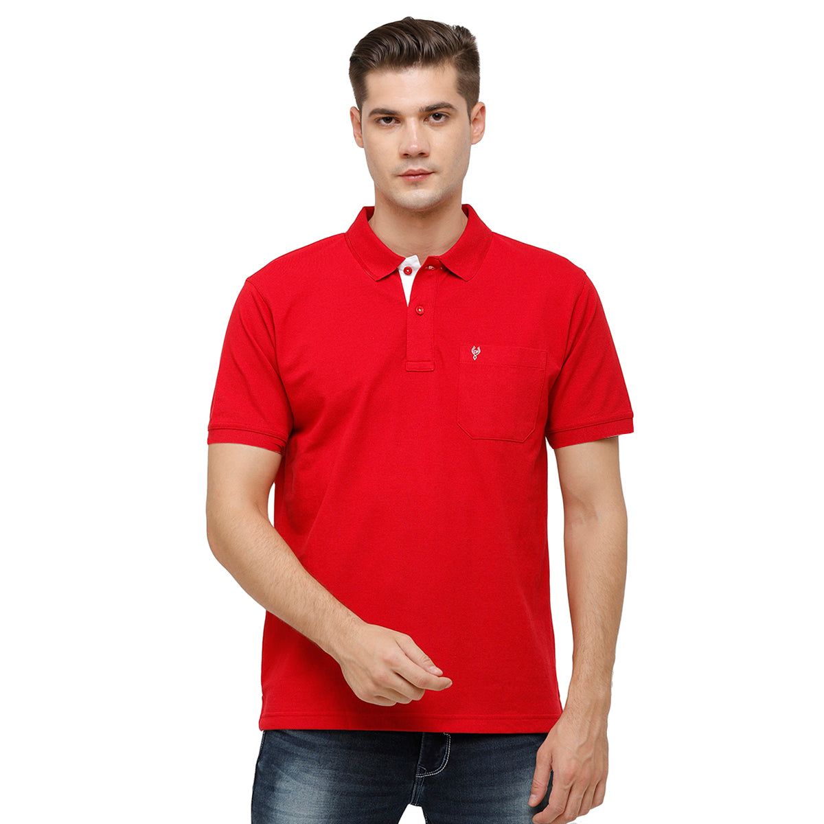 Classic Polo Men's Red Polo Neck Authentic Fit T-Shirt | 4SSN 215