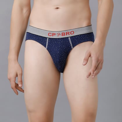 CP BRO Men's Printed Briefs with Exposed Waistband - Navy Micro Print