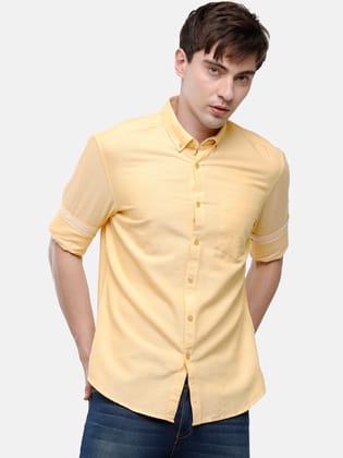 Classic Polo Men's Cotton Yellow Solid Full Sleeve Shirt - Enzo-Yellow-Mf-Fs