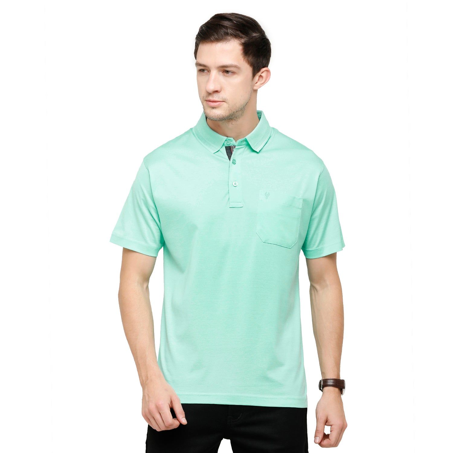 Classic Polo Men's Solid Polo Neck Authentic Fit 100% Cotton T-Shirt | Sedos - Green Aqua