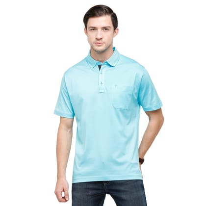 Classic Polo Men's Solid Polo Neck Authentic Fit 100% Cotton T-Shirt | Sedos - Diva Blue