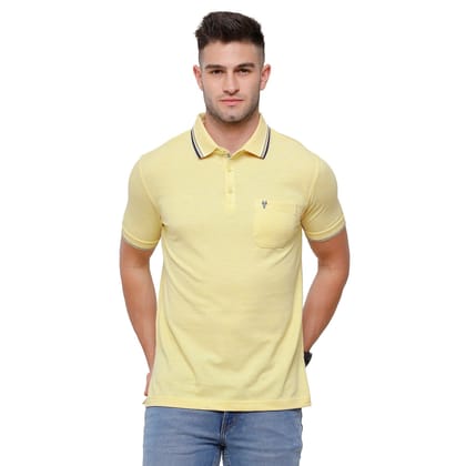 Classic Polo Men's Yellow Melange Polo Half Sleeve Slim Fit T-Shirt | Toza-Yellow Mel