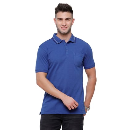 Classic Polo Men's Blue Melange Polo Half Sleeve Slim Fit T-Shirt | Toza-Blue Mel