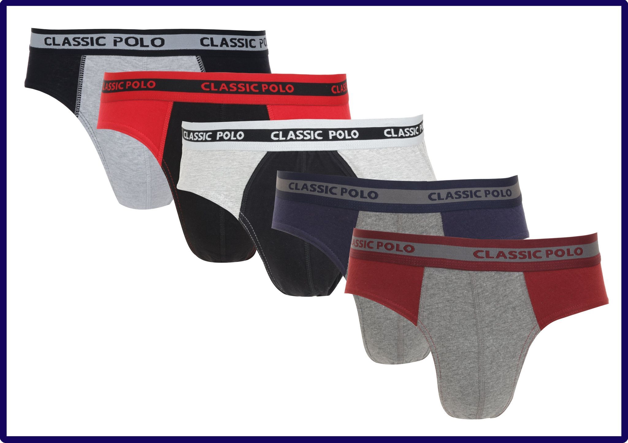 Classic Polo Men's Brief Assorted Colors Pack of Five | Brio