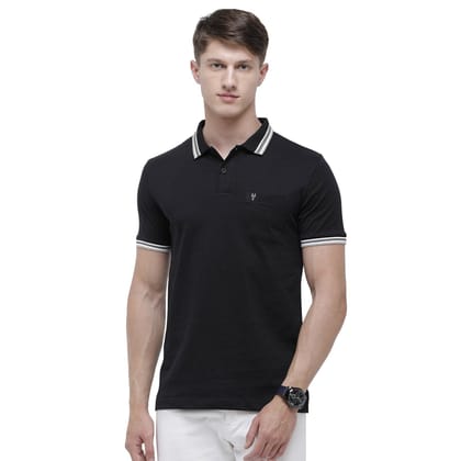 Classic Polo Men's Black Sporty Polo Half Sleeve Slim Fit T-Shirt | Pristo - Black