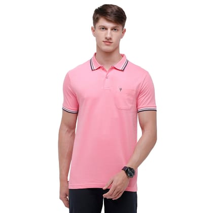 Classic Polo Men's Pink Sporty Polo Half Sleeve Slim Fit T-Shirt | Pristo - -Begionia Pink