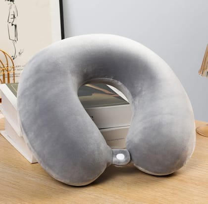  Soft Plush U-Shaped Travel Pillow with Snap Button