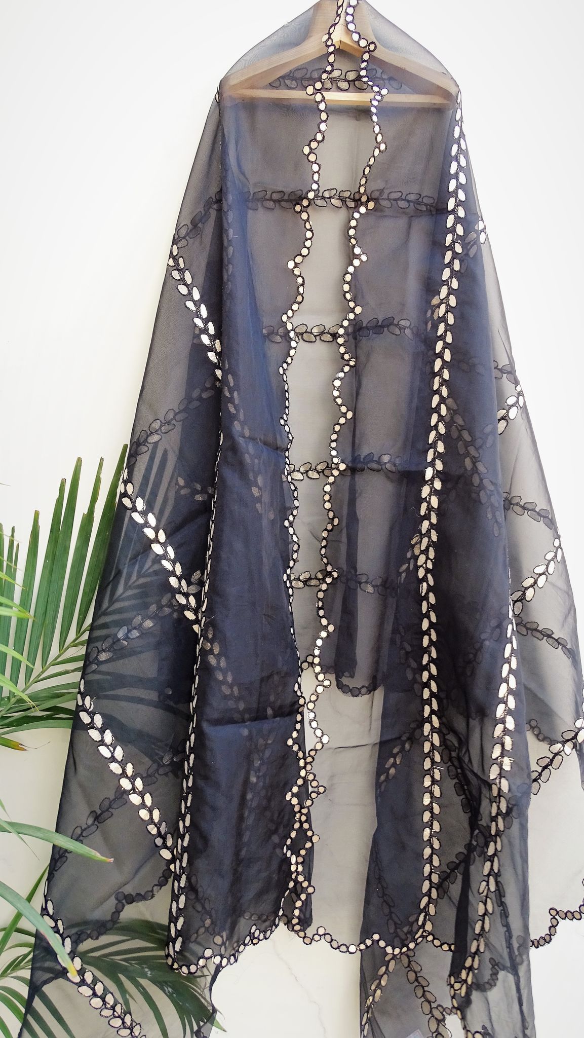 Organza Black Dupatta With gota patti work