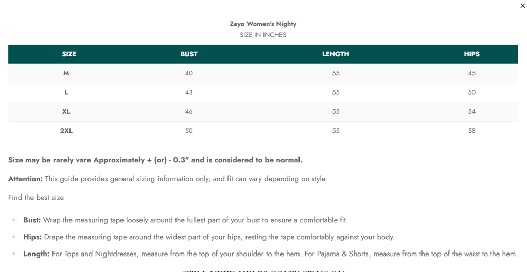 Size Guide