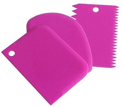 Pack Of 4_3 Pcs Plastic Dough Bench Scraper Cake Cutter (Color: Assorted) PID36331