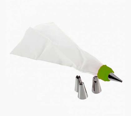 Pack Of 3_Cake Decorating Nozzle with Piping Bag Stainless Steel Piping Cream Frosting Nozzles (Color: Assorted) PID38056