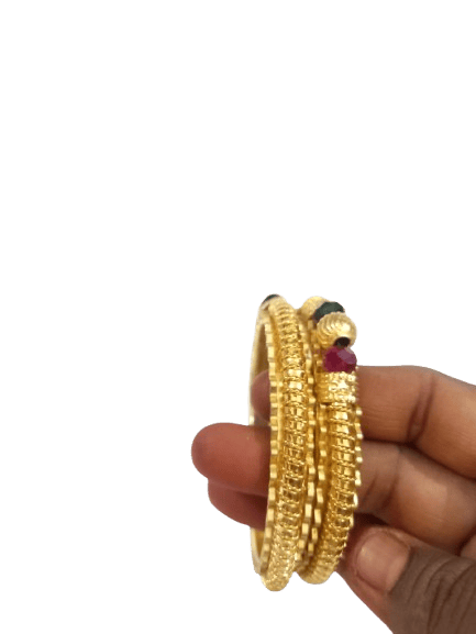 One Gram Gold Plated Traditional Indian Bangle Set for Women