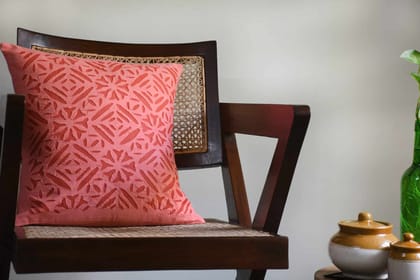 Peach Applique Cushion Cover