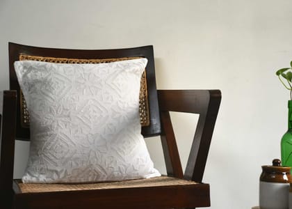 White Applique Cushion Cover