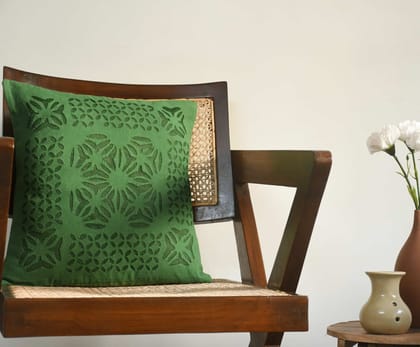 Green Applique Cushion Cover