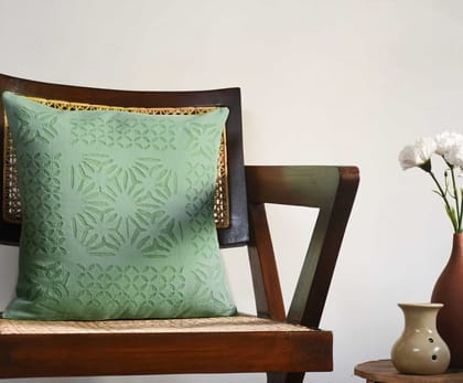 Pastel Green Applique Cushion Cover