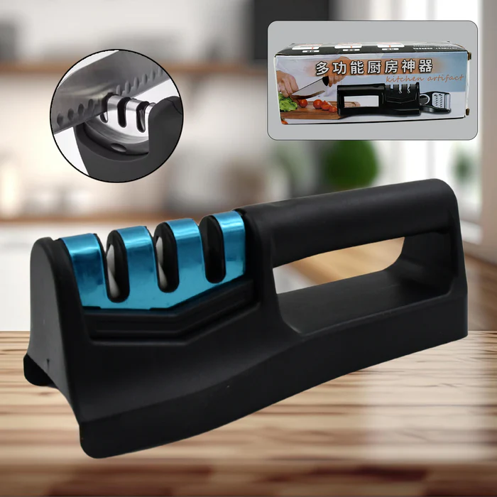  3-Stage Knife Sharpener with Ergonomic Handle - Kitchen Knife Sharpener