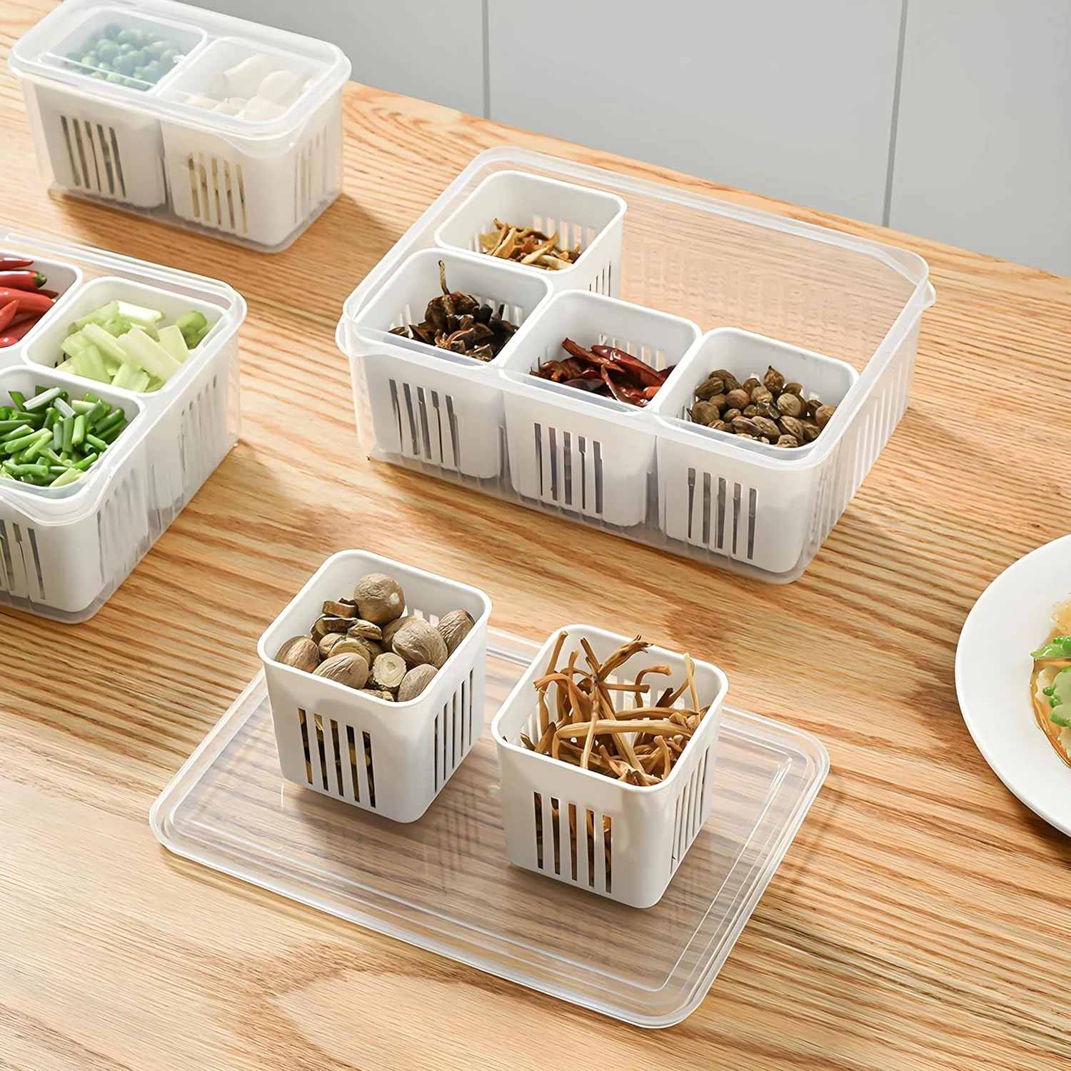  Refrigerator Food Storage Containers with Lids, BPA-Free Plastic Produce Saver Containers for Fridge, Stackable Kitchen Organizer Bins for Meat, Fruits, Vegetables, Snacks