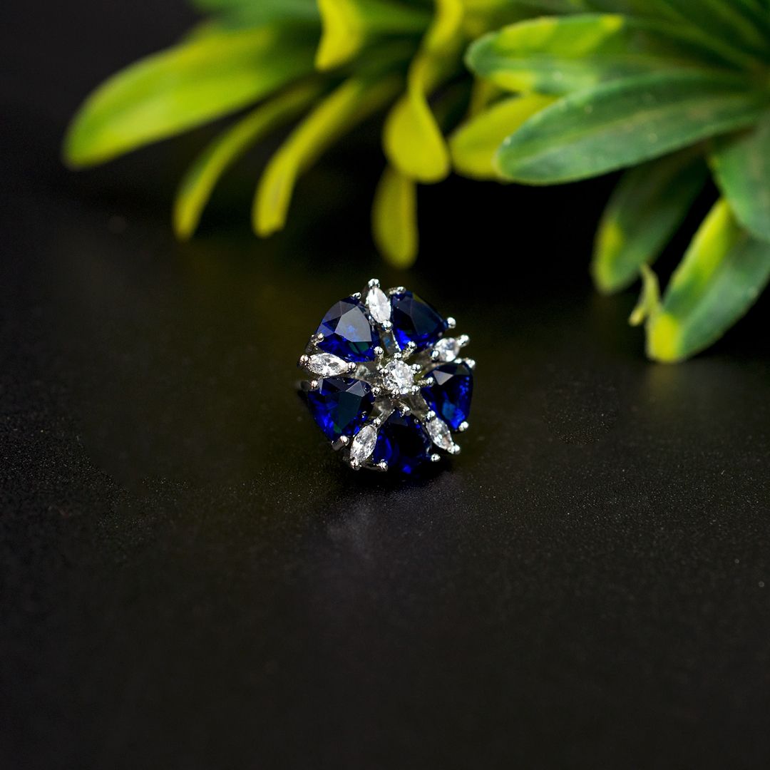 Blue CZ Diamond Handmade Trendy Small Stud Earrings for Women & Young Girls