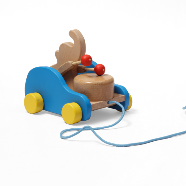 Elephant Pull Car-Blue | Wooden Montessori Gender Neutral Toys for Toddlers - D’bebé