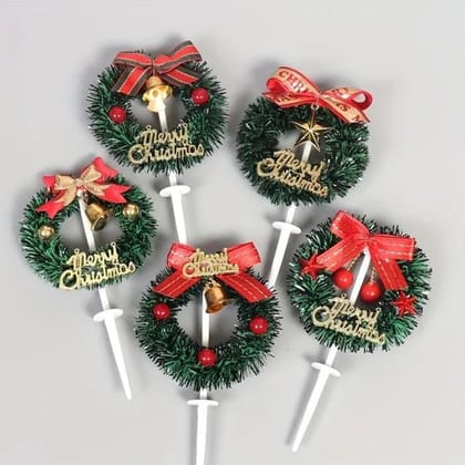 Christmas Wreath Cake Decoration Topper ( 5 PCS )