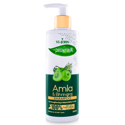 VI-JOHN PRAKRITIK Amla & Bhringraj Shampoo For Strengthening, Made With 100% Natural Bio Actives  (250 ml)