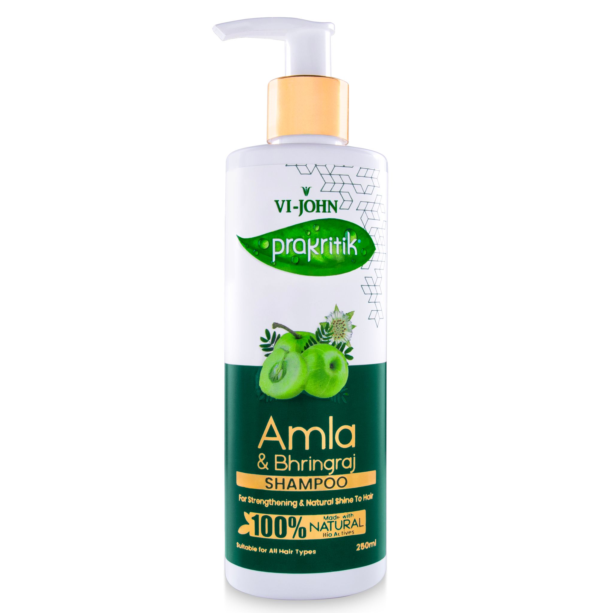 VI-JOHN PRAKRITIK Amla & Bhringraj Shampoo For Strengthening, Made With 100% Natural Bio Actives  (250 ml)