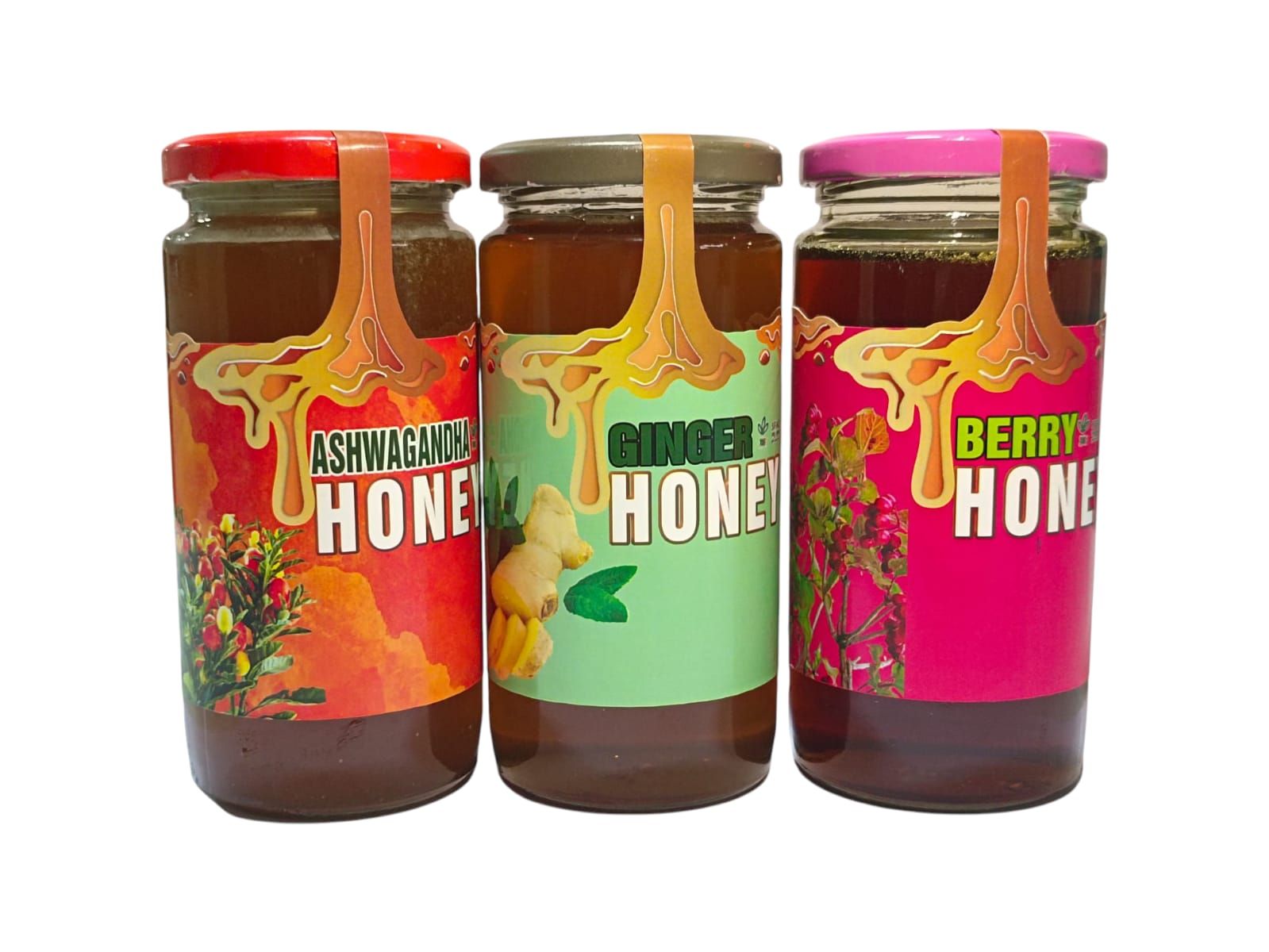 Combo Pack of Ashwagandha Honey, Ginger Honey And Berry Honey