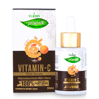 VI-JOHN Prakritik Vitamin C Face Serum Brightening & Anti-Aging | Fights Dark Spots & Pigmentation | Hydrates & Boosts Collagen | Serum for glowing skin | 100% Bioactives Dermatologist Approved |30ML