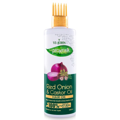 VI-JOHN PRAKRITIK Red Onion & Castor Hair Oil Helps to Boost Hair Growth, 100% Natural Bio Actives Hair Oil  (250 ml)