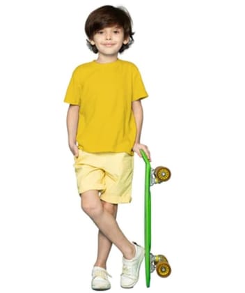 Boys Cotton Plain Half Sleeve TShirt (Yellow) PID41464