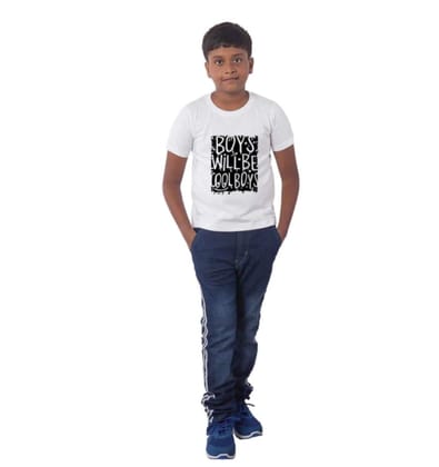 Boys Cotton Will Be Cool Half Sleeve TShirt (White) PID41486