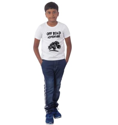 Boys Cotton Off Road Adventure Half Sleeve TShirt (White) PID41494