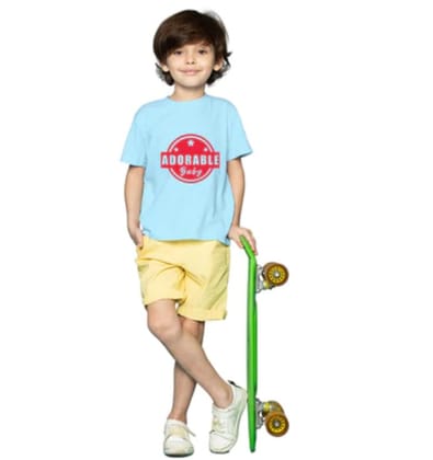 Boys Cotton Adorable Baby Half Sleeve TShirt (Sky Blue) PID41499