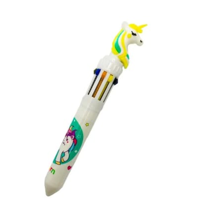 Pack Of_3 Unicorn  Cartoon character 10 in 1 Multicolour Ink Ballpoint Pen | Plastic | Stationery | 3+ Years PID52175