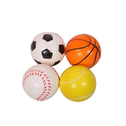 4_Pcs Ball Set Football + Basketball + Baseball + Tennis  | Rubber | Toys | 1+ Years PID52341