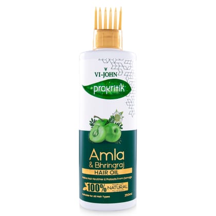 VI-JOHN Prakritik Amla & Bhringraj Hair Oil for Men & Women | 250ml |Repair Damage | Healthy Hair | 100% Natural Bio Actives