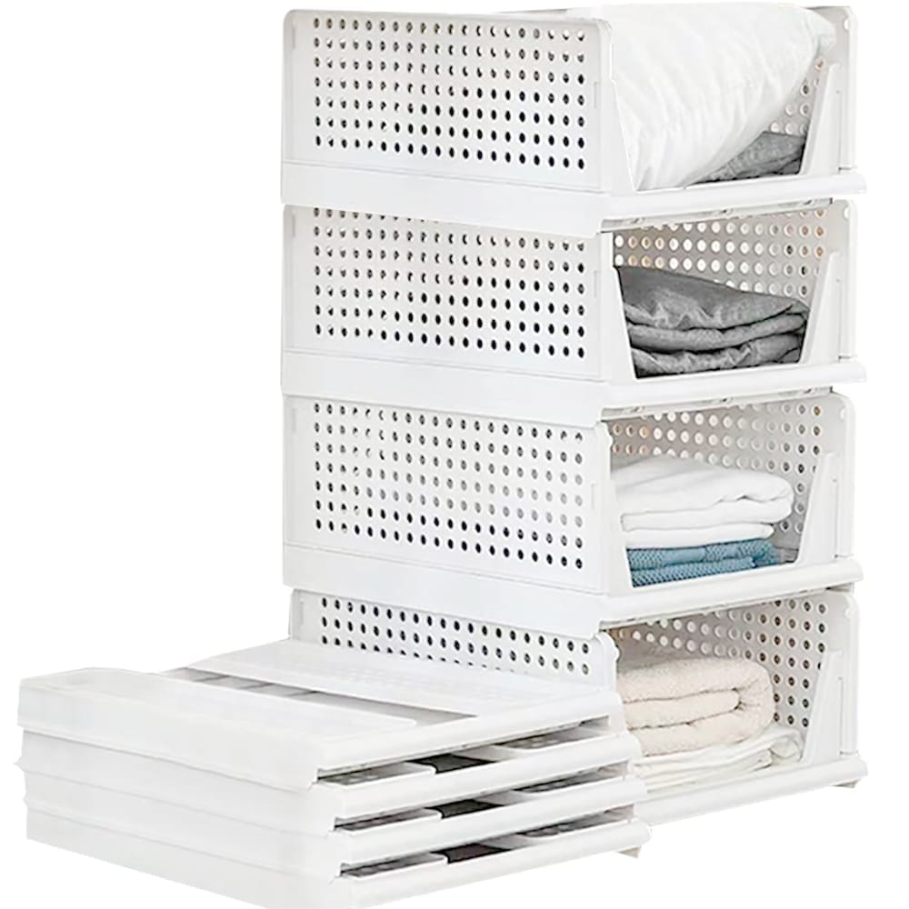 ALTCRAFT Clothes Organizer for Wardrobe : Foldable, Stackable Cupboard Organizer, Plastic Drawer Organizer for Closet Storage