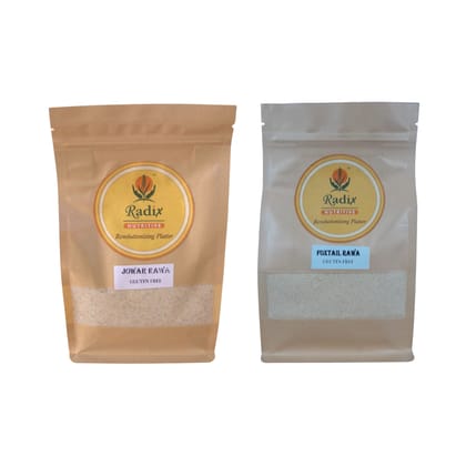 Radix Nutritive® Unpolished Millet Rava – Jowar and Foxtail. 500 gms each. Natural Products