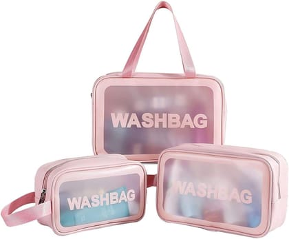 Set of 3 Clear PVC Travel Bags,  Clear Makeup Bags, Clear Cosmetic Bags for Liquids, Travel Essentials for Women and Men