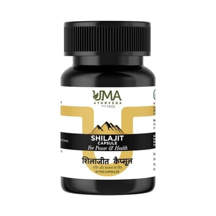 Uma Ayurveda Shilajit Capsule 60 Caps Useful in Diabetes General Wellness, Lifestyle Disorders,Male Disorders, Sexual Health