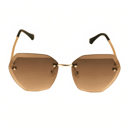 Jubleelens Rimless Brown Sunglasses - Minimalist Exaggerated with UV Protection for Woman