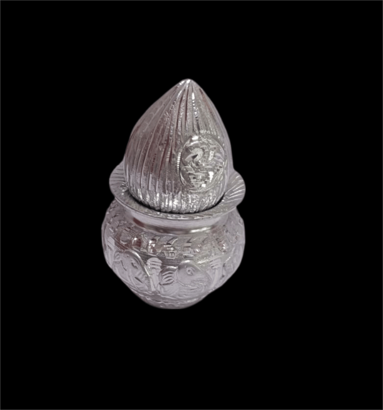 Silver Kalash with Coconut for Pooja (4 inch)