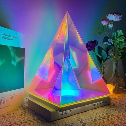 3D Art Pyramid Night lamp Colorful Table lamp Acrylic Light Bedside Table Desk lamp for Bedroom Decorative