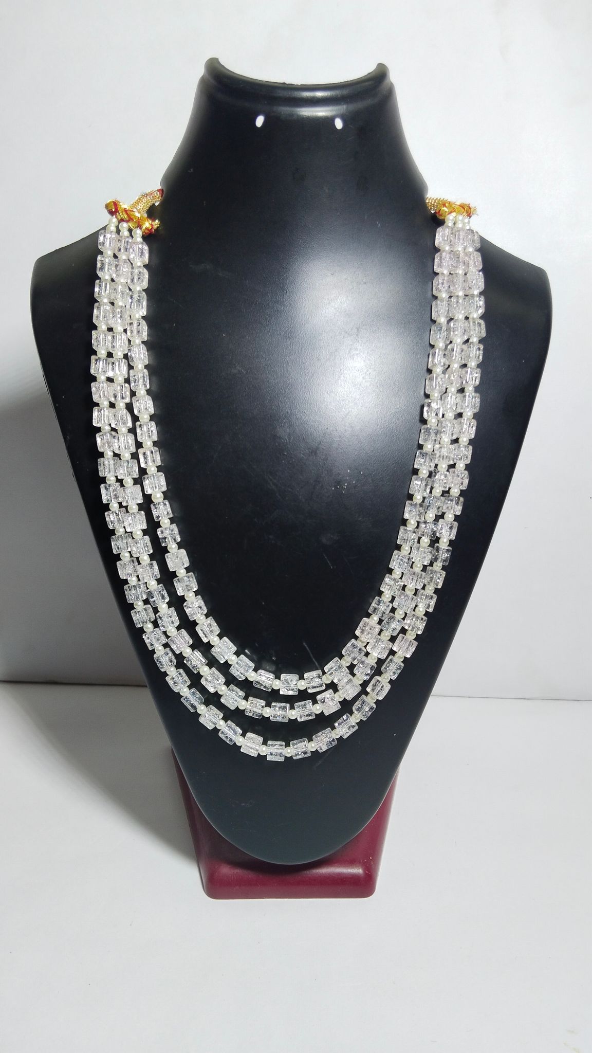 White Beaded Long Necklace