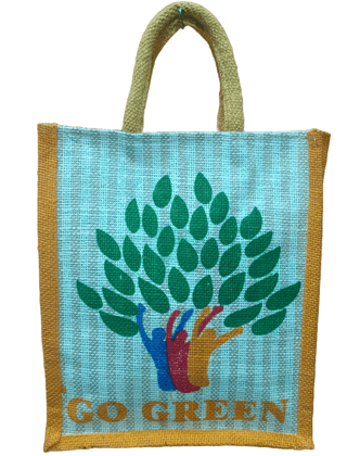 Yellow Go Green Reusable Jute Bag