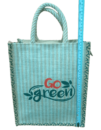 Jute tote bag with "Go Green" print