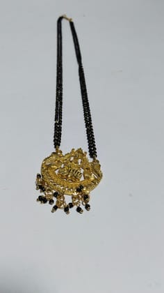  22K Gold Plated Mangalsutra Pendant Set with Black Beads Chain for Women